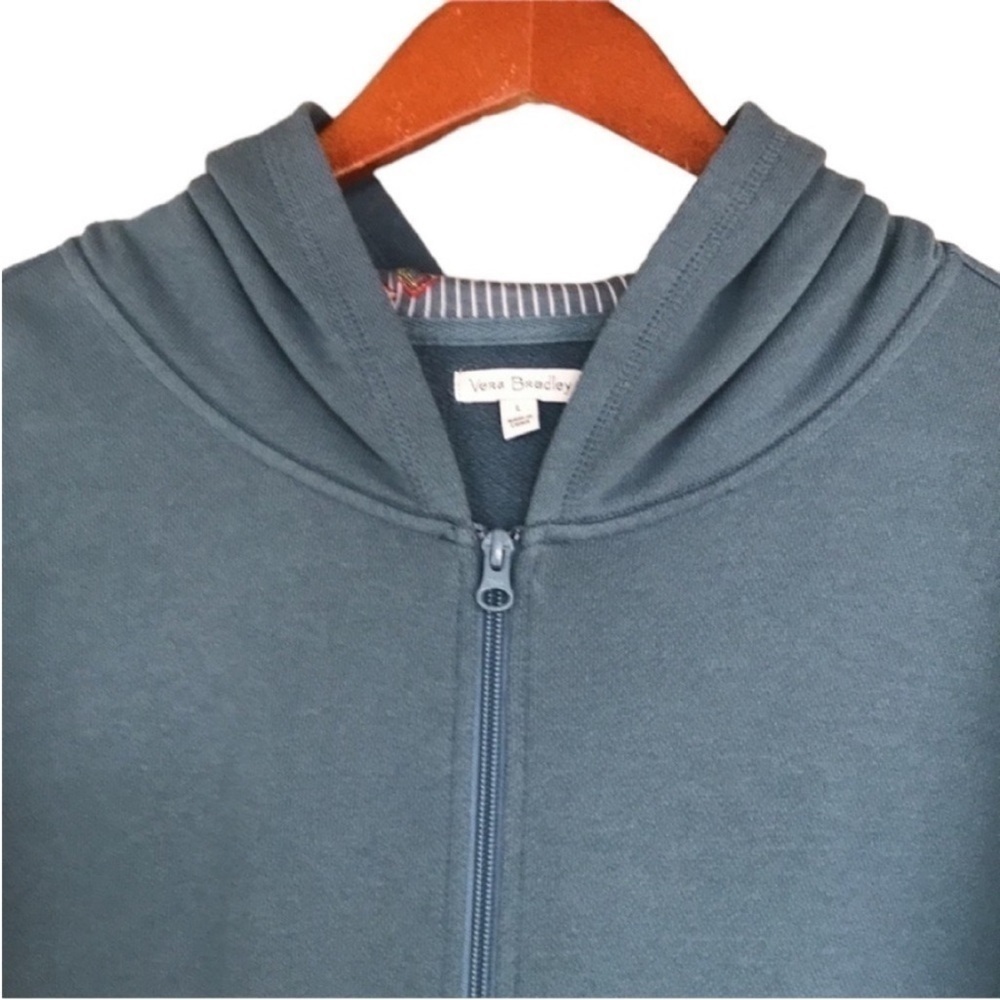 Vera Bradley Blue Zip Hoodie Jacket Thumbhole Cotton Blend Large - Picture 3 of 14